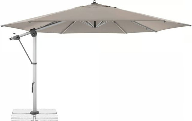 Doppler Ampelschirm Protect 400 Pendel in Sand mit Schutzhülle und Standkreuz, Durchmesser: 400 cm - Bild 1