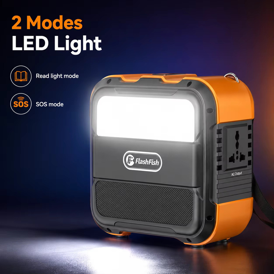 Tragbare Powerstation FlashFish A101 Solargenerator mit 120W Spitzenleistung, 98Wh Kapazität und Mehrfach-Ausgangsanschlüssen in Schwarz-Orange - Bild 7
