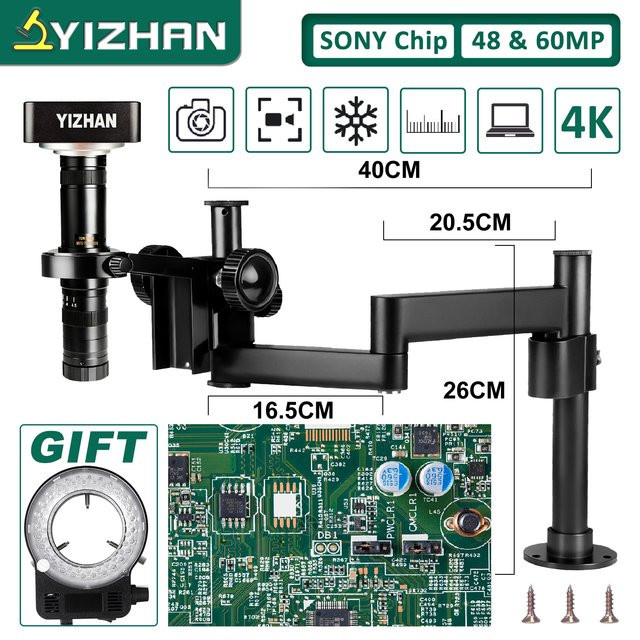 YIZHAN Desktop-Digitalmikroskop mit 4K-Aufnahme und 48MP Mikroskopkamera via USB und HDMI in Schwarz - Bild 1