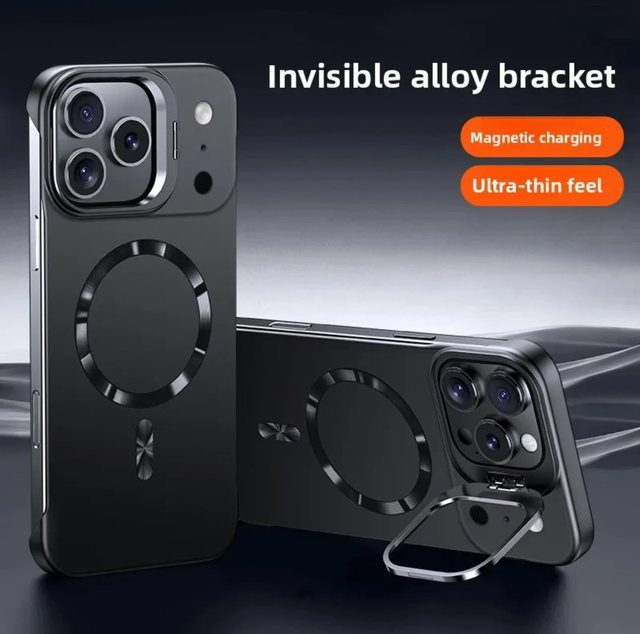 szHAIyu Rahmenlose Ultradünne Magnetische Handyhülle für iPhone 17 16 15 14 Pro Max mit MagSafe Unterstützung in Schwarz und Orange - Bild 1