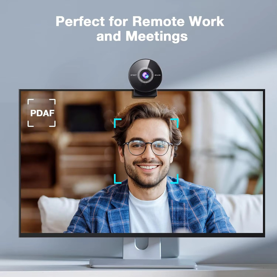 EMEET Webcam 4K mit Mikrofon und Full HD 1080P 60fps, USB-Webkamera für Computer, Desktop und Laptop, Schwarz - Bild 3