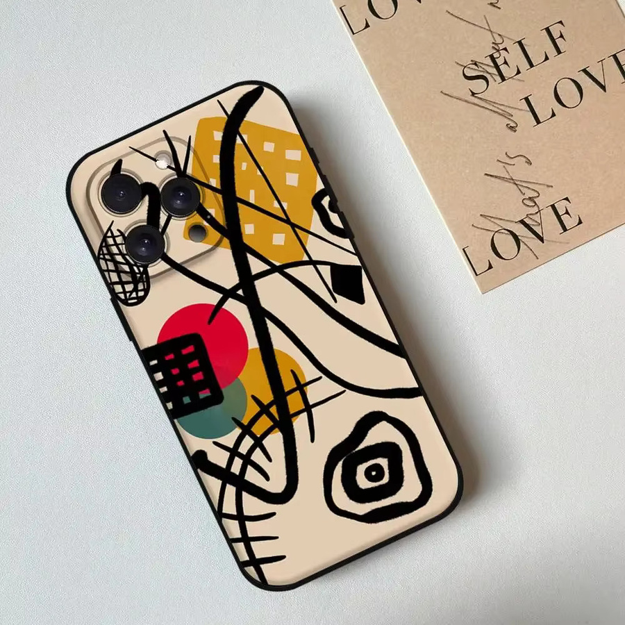 Wassily Kandinsky Abstrakte Handyhülle für Apple iPhone in Schwarz aus weichem Silikon - Bild 4