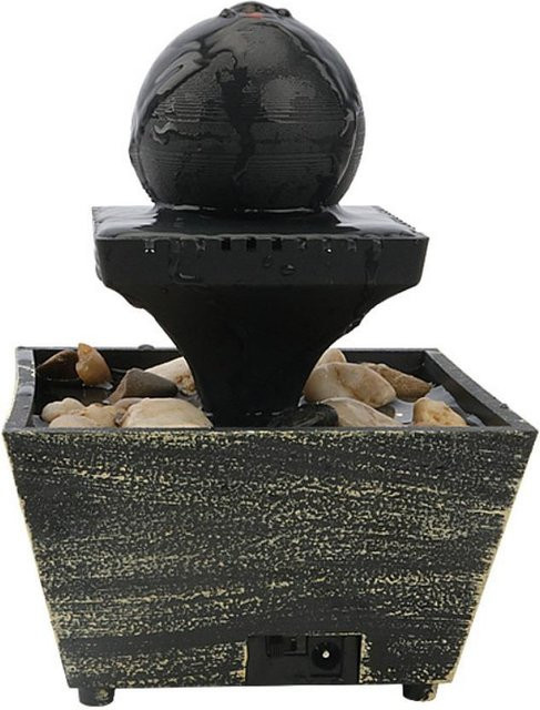 NanuK Springbrunnen für das Wohnzimmer mit Wasserfall-Dekoration und zirkulierendem Wasserfluss, Schwarz/Mehrfarbig, USB- und Batteriebetrieb - Bild 1
