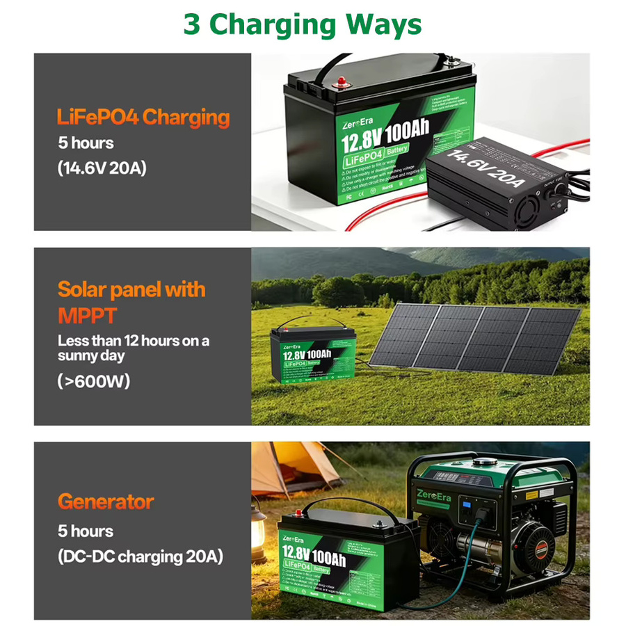 ZeroEra LiFePO4 Batterie 12V 100Ah 1280Wh mit integriertem BMS für Wohnmobile, LKWs und Camper - Bild 5