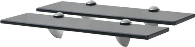 vidaXL Schweberegale aus gehärtetem Sicherheitsglas, 2er-Set, Schwarz, B: 40 cm, T: 20 cm, H: 0,8 cm - Bild 1