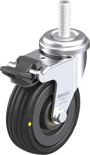Blickle Lenkrolle LRA-VPA 75K-FI-EL-GS10 mit Feststeller in Schwarz und Silber, Rad-Durchmesser: 75 mm, Tragfähigkeit: 45 kg - Bild 1