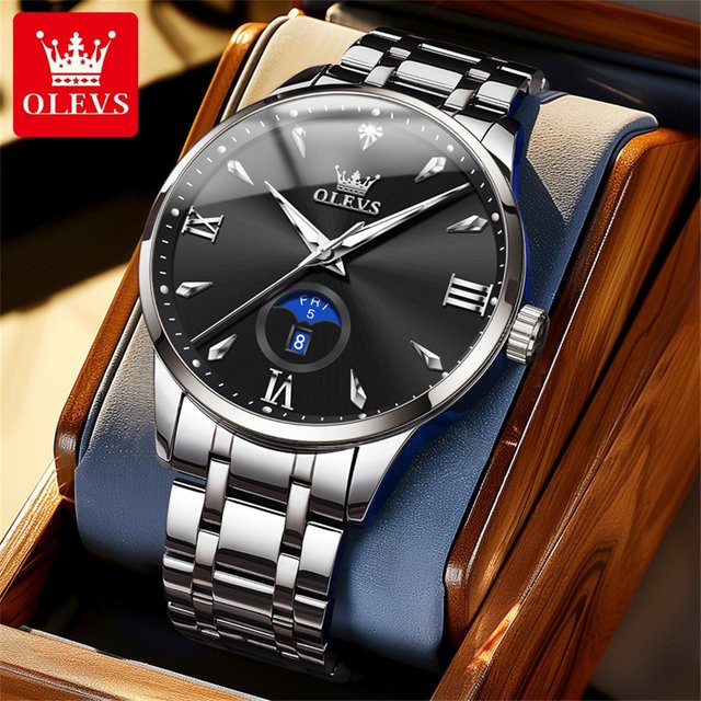 OLEVS Armbanduhr, Quarz, Edelstahl, Silber, Herren - Bild 1