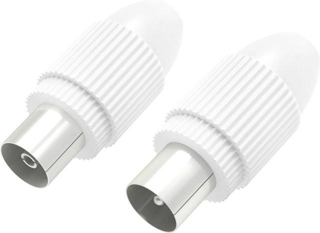 Hama Antennen-Adapter-Set Koax-Stecker und Koax-Kupplung klemmbar in Weiß, 2 Stück - Bild 1