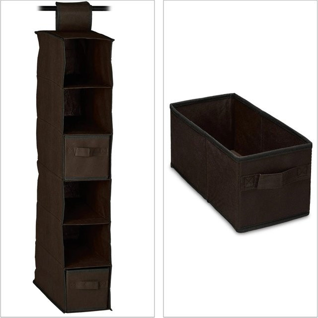 Relaxdays Hängeregal für den Kleiderschrank aus Vlies in Braun, faltbar, B/T/H: 82 x 14,5 x 30 cm - Bild 1
