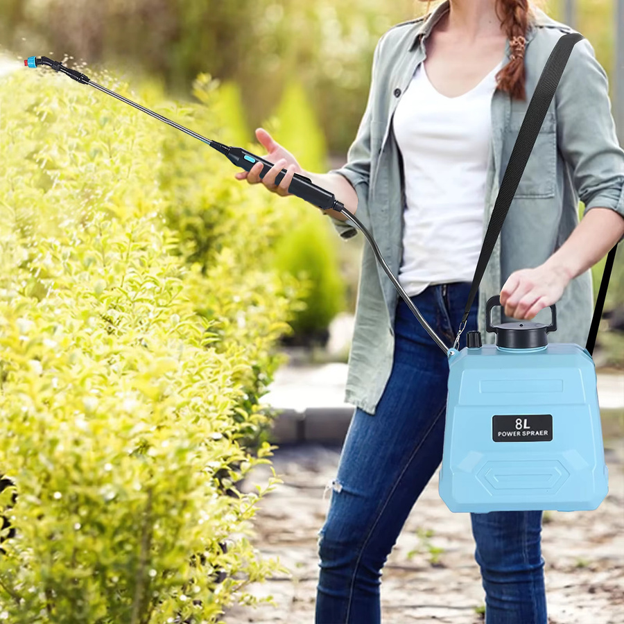 Betuyoo Kabelloser Elektrischer Gartensprüher mit 1800mAh Akku, Wiederaufladbarer Unkrautsprüher in Blau, Einstellbare Wassersprühpumpe für Garten und Rasen - Bild 4