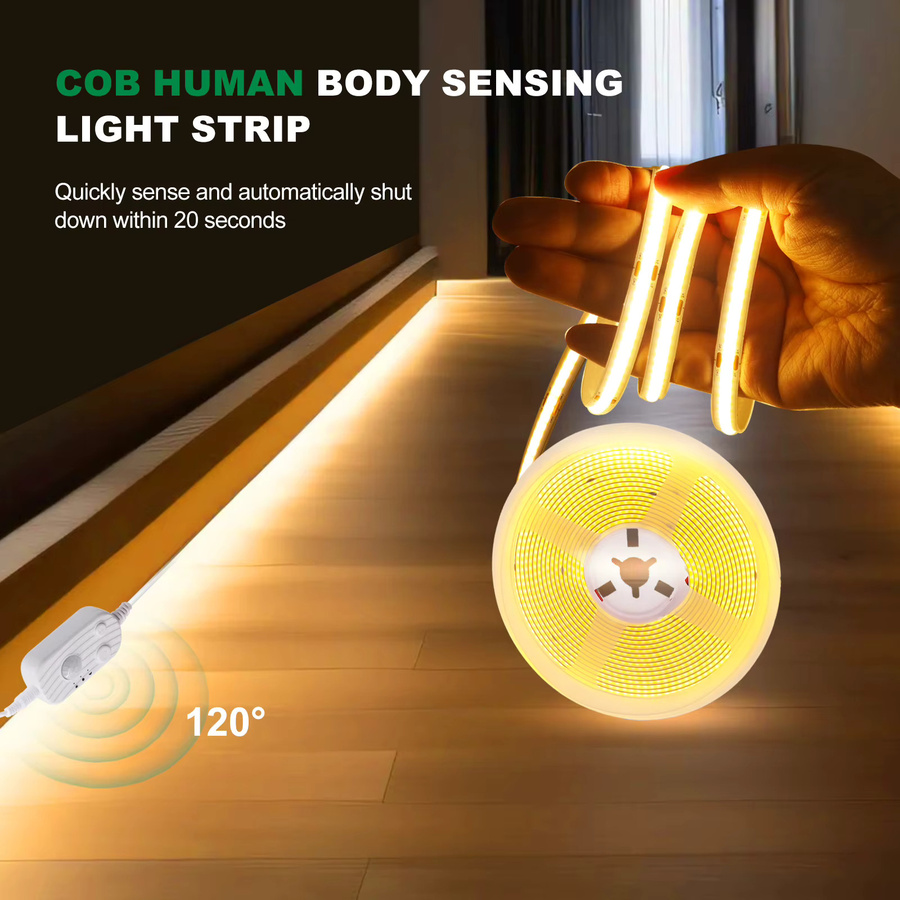 KISUFU COB-LED-Streifen mit Bewegungssensor, USB-betrieben, Weiß, RGB, Flexibles Raumnachtlicht - Bild 2