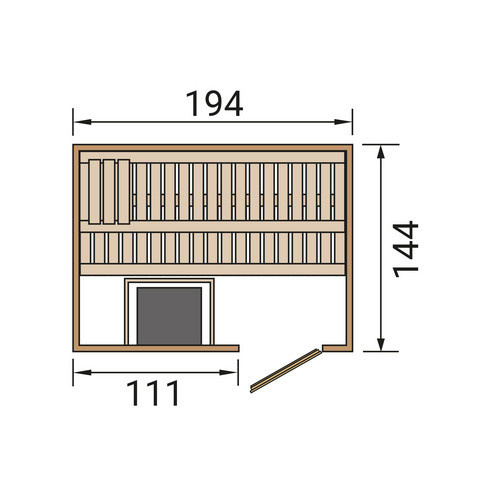 Weka Elementsauna Halmstad 1 für 6 Personen aus Fichte in Braun inklusive 4,5 kW Ofen und Holztür - Bild 2
