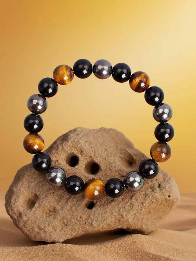 EmbraceNature Perlen-Armband, Tigerauge, Hämatit, Obsidian, Bunt, Unisex - Bild 2