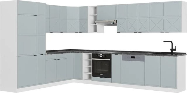 Vicco Fame-Line Eckküche in Hellblau-grau/Weiß mit Anthrazit-Elementen B: 372,72 cm, T: 82 cm, H: 257 cm - Bild 1