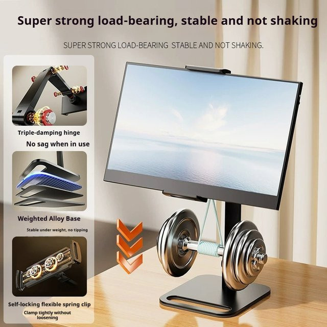 YOAINGO Tragbarer Tablet-Monitorständer in Schwarz, klappbarer Monitorarm mit verstellbarem Arm und Lazy Clamp für Desktop-Büro, VESA-Halterung für Tablets und Monitore bis 17 Zoll - Bild 1