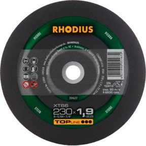 RHODIUS TOPline XT66 Extradünne Trennscheibe für Fliesen und Stein, Schwarz, Durchmesser: 230 mm, Dicke: 1,9 mm, Bohrung: 22,23 mm - Bild 1