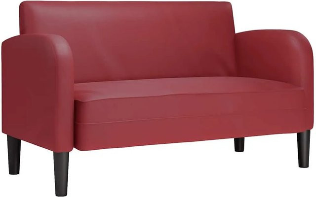 vidaXL Zweisitzer-Sofa in Weinrot aus Kunstleder mit Armlehnen, B/T/H: 124 x 70 x 67 cm - Bild 1