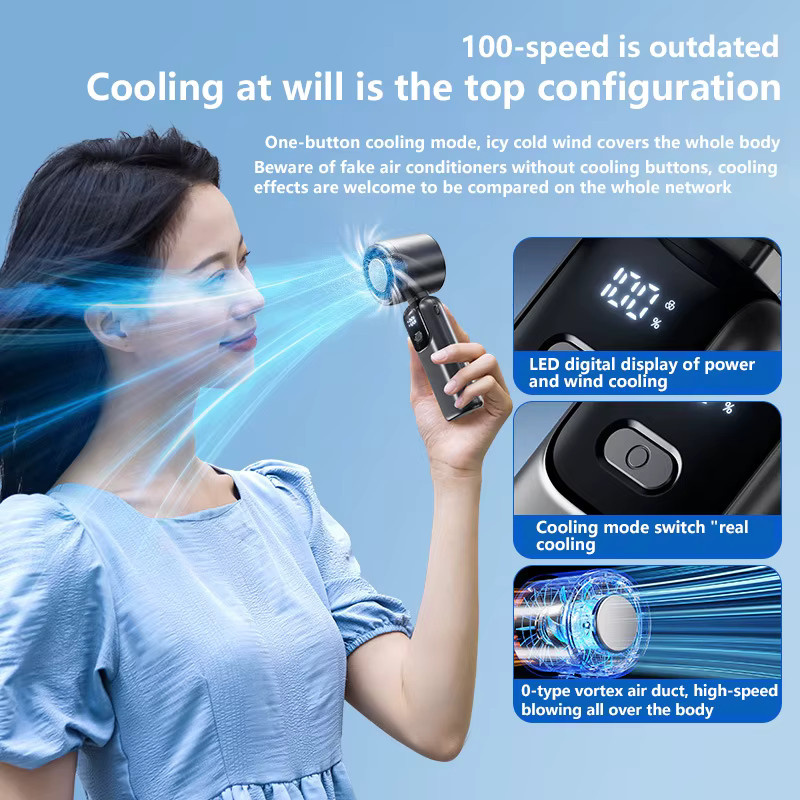 Lenovo Tragbarer Handventilator in Lila mit Digitalanzeige, Faltbarer USB-Tischventilator und Neck-Fan mit Akku - Bild 4