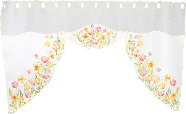 M-Bogen-Gardine Tulpentraum von viva domo in Nature mit floralem Muster und Multicolor-Design - Bild 1