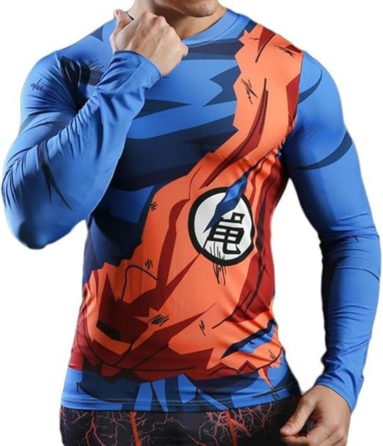 Dragon Ball Z Vegeta Kampfbeschädigte Rüstung Cosplay Kostüm, Langarm Kompressions-T-Shirt - Bild 1