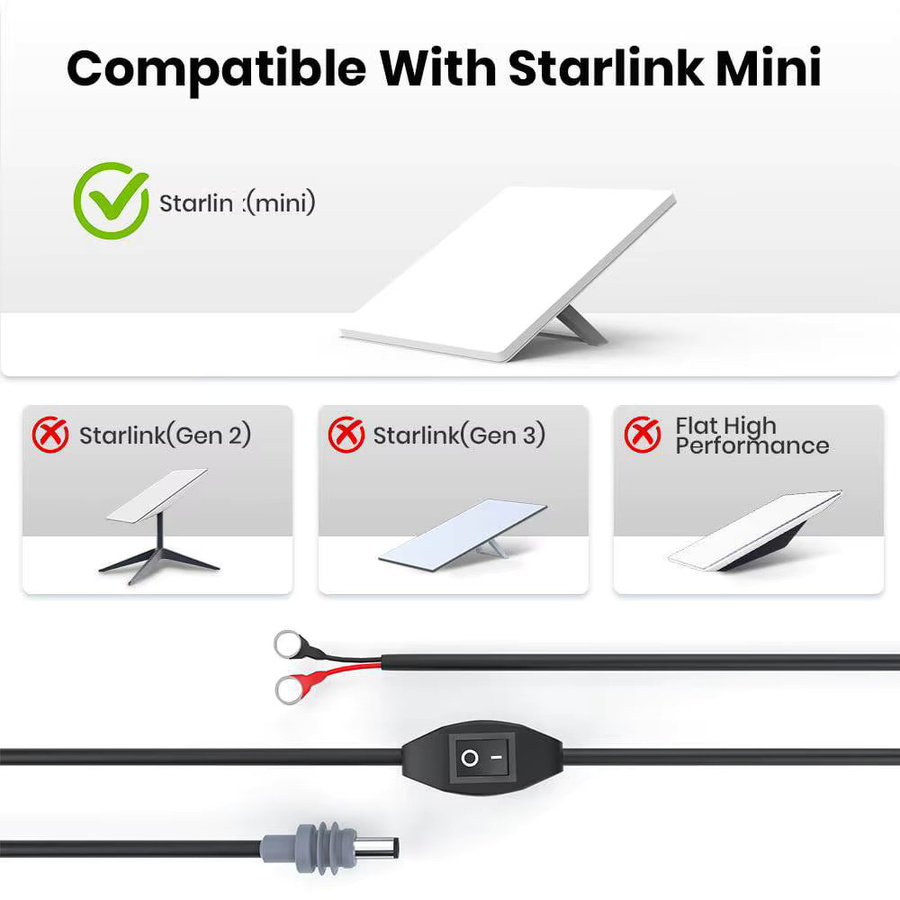 SZKOSTON Starlink Mini DC-Ladekabel mit integriertem Schalter, 3m 18AWG Stromkabel in Schwarz - Bild 3