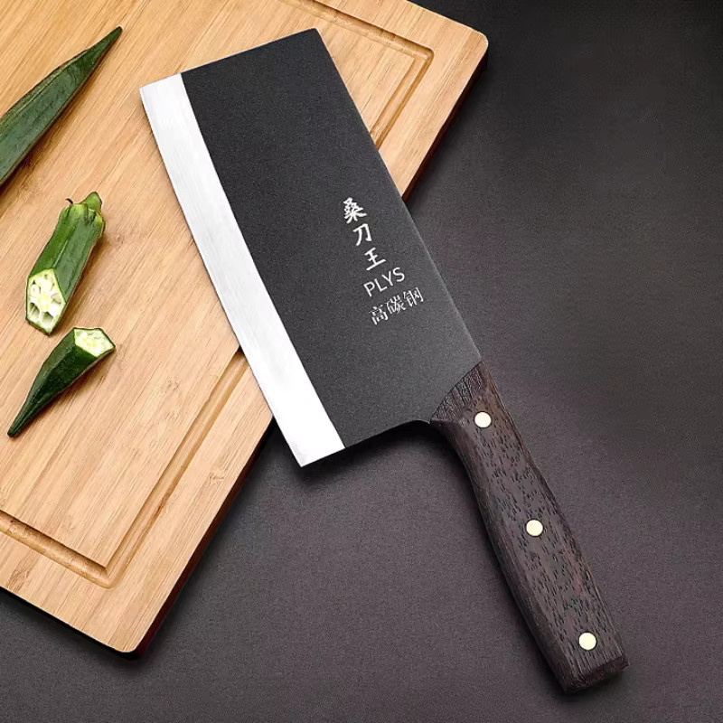 Damascus Küchenmesser aus Manganstahl mit Holzgriff als Cleaver und Hackmesser - Bild 2