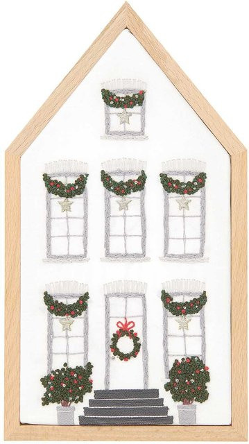 Rico Design Stickpackung Haus Weihnachtsdeko aus Baumwolle, B: 12,5 cm, H: 22,5 cm - Bild 1
