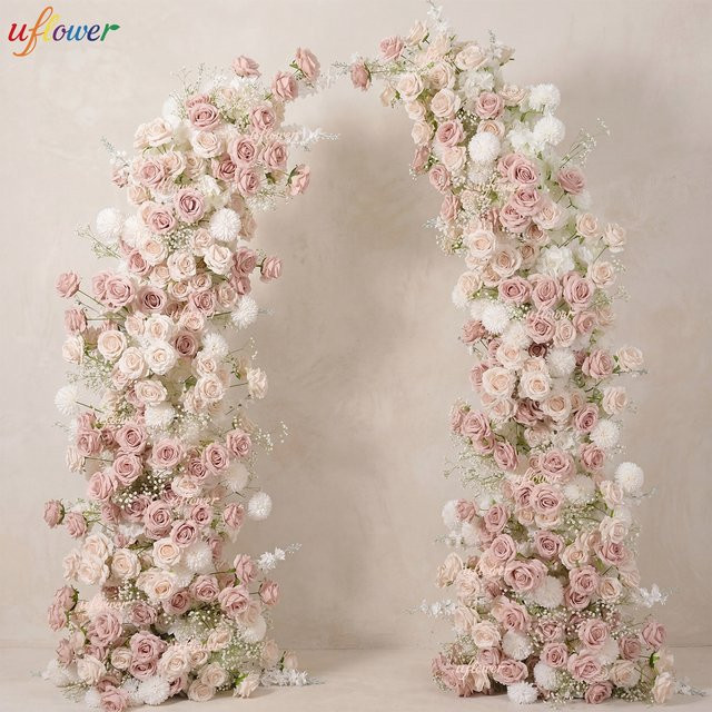Uflower Light Coffee Horn Frame Blumenarrangement in Pink für Hochzeiten und Veranstaltungen - Bild 1
