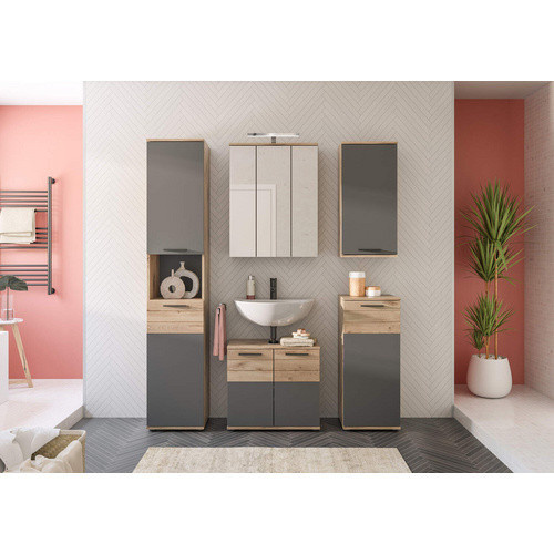 xonox.home Hängeschrank Mason in Braun und Grau, B/H/T: 37 x 77 x 24 cm - Bild 3