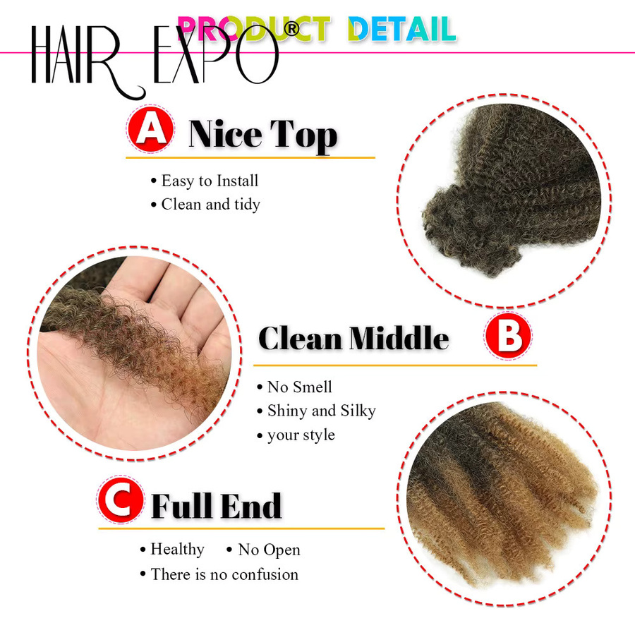 Afro Twist Häkeln Haar Extensions, 12 Zoll, Ombre, Protein Faser, Unisex - Bild 4