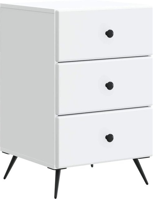vidaXL Nachttisch mit Schubladen in Weiß aus Holzwerkstoff, B/T/H: 43 x 41 x 66,5 cm - Bild 1