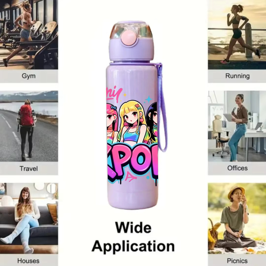Hasbro Cartoon Wasserflasche für Kinder in Pink mit Trageriemen und Flip-Verschluss - Bild 6