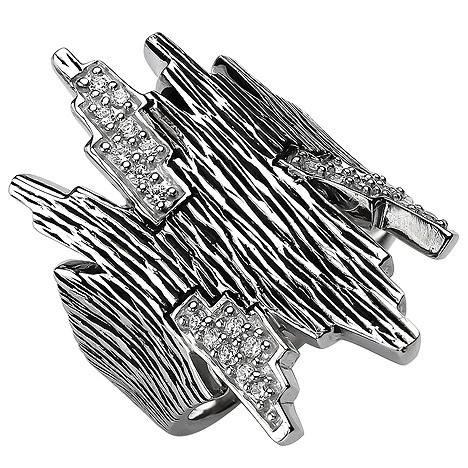 Colfem Ring 925 Sterling Silber, geschwärzt, 24 Zirkonia, Damen, Ringgröße 58 - Bild 1