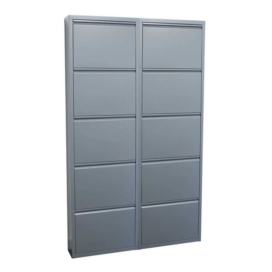 ebuy24 Pisa Schuhschrank aus Metall in Grau, Wandmontage, 10 Klappen, Modernes Design, Matt - Bild 2