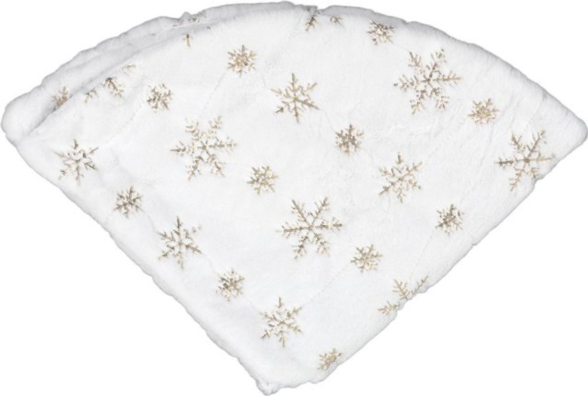 Igeteck Weihnachtsbaumrock in runder Form aus Textil, Weiß und Gold, Durchmesser: 90 cm - Bild 1