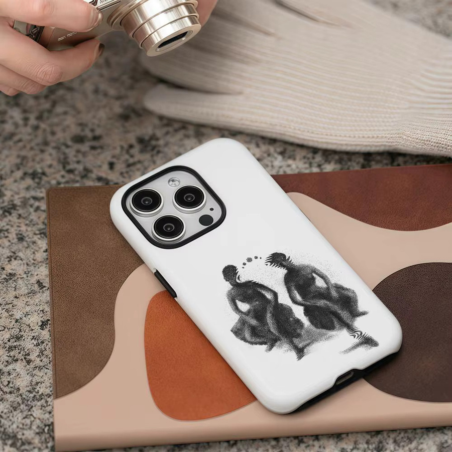 Lettera Q N-NAYT Handyhülle für iPhone 17 16 15 14 13 12 Pro Max Plus mit glänzender HD-Doppelschicht-Flüssigkeitshartschale in Weiß - Bild 6