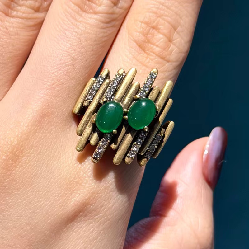 STALAIT Ring, Smaragd, Gold, Vintage, Damen - Bild 5