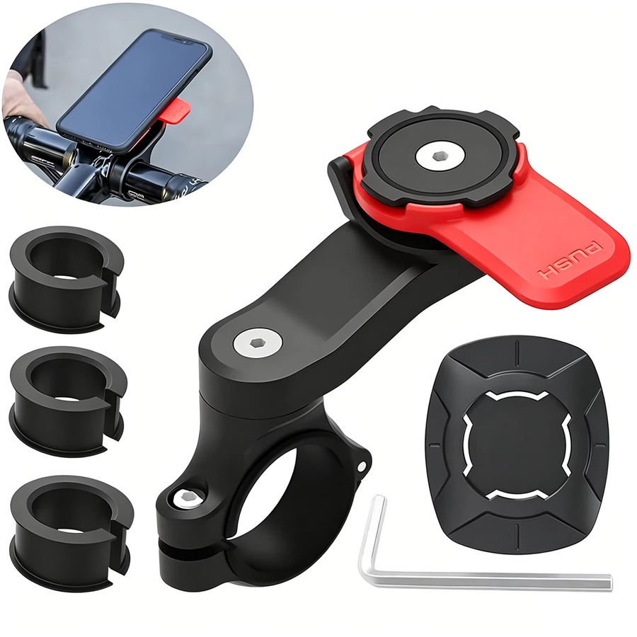 Quad Lock Universelle Smartphone-Halterung mit Vibrationsdämpfer für Motorrad, Fahrrad und Scooter in Schwarz und Rot - Bild 7