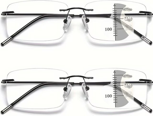 ISENGHUO Lesebrille, randlos, rechteckig, Unisex, schwarz, Blaulichtfilter - Bild 1
