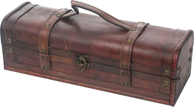 HMF Vintage Deko Geschenkbox aus Holz für eine Flasche Wein im Querformat - Bild 1