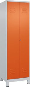 C+P Wäsche-Spind Classic PLUS mit 2 Abteilen, Zylinderschloss und 4 Fachböden, grau/orange, B/T/H: 60 x 50 x 195 cm - Bild 1