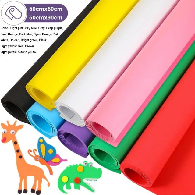 2 Stück bunte EVA-Schaumstoffplatten für Cosplay und DIY-Projekte, 1 mm dick, B/B: 50 x 50 cm und 50 x 90 cm - Bild 1