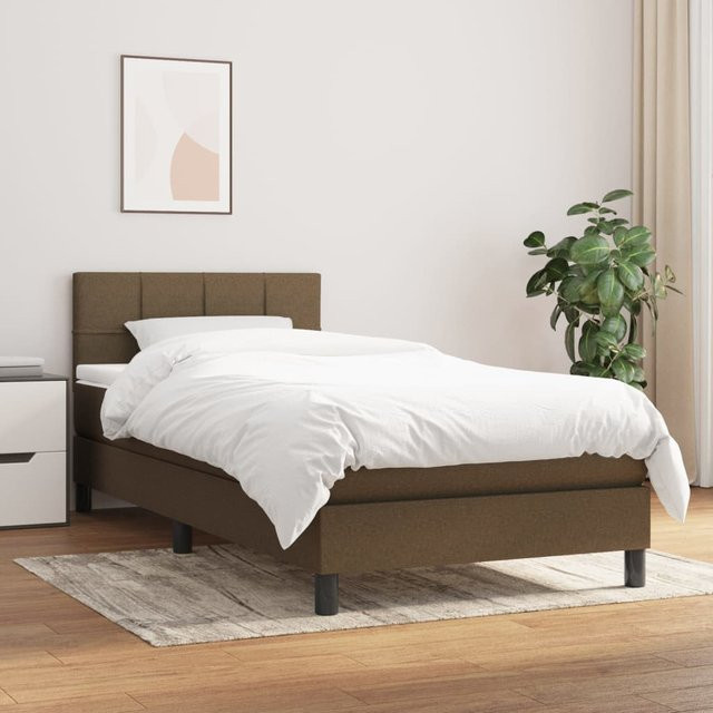 vidaXL Boxspringbett mit Matratze Hybrid-Design in Braun, B/T/H: 100 x 200 cm - Bild 3