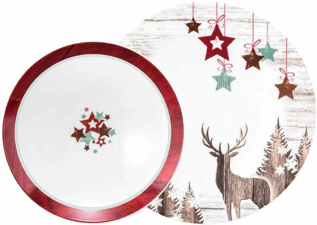 Seltmann Weiden Tafelservice Life Christmas aus Porzellan, 12er Set, Weiß - Bild 1