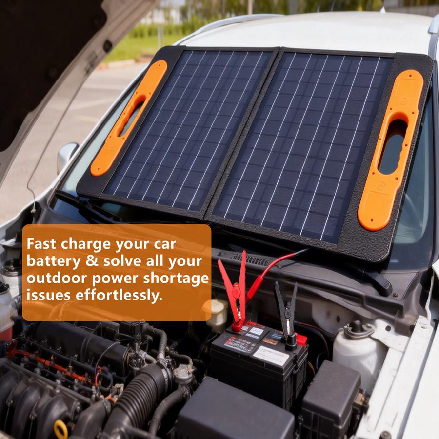 ELEGEEK Hochleistungs-Solarpanel in Schwarz, faltbares und tragbares Solarladegerät mit 5V/12V/16V-Ausgang für Camping und Powerstation - Bild 3