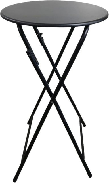 Chefgastro Klappbarer Stehtisch Rund Schwarz mit Hussen, Wetterfester Bistrotisch aus Stahl und MDF-Platte mit PVC-Beschichtung, Höhe: 110 cm, Durchmesser: 60 cm - Bild 1