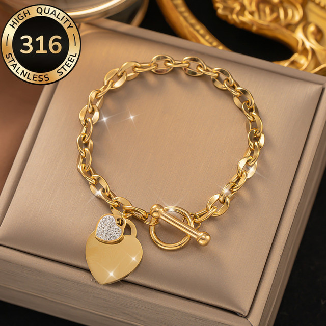 LUXUKISSKIDS Armband, 18K vergoldet Edelstahl, Herzanhänger, Damen - Bild 1