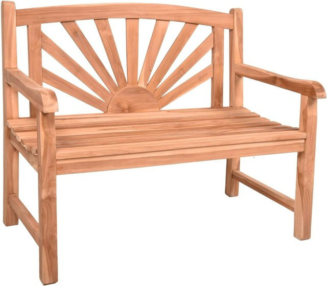 DELUKE Gartenbank OSCAR 2-Sitzer aus Teakholz in Braun, wetterfest, Breite: 110 cm, Höhe: 92 cm, Tiefe: 64 cm - Bild 1