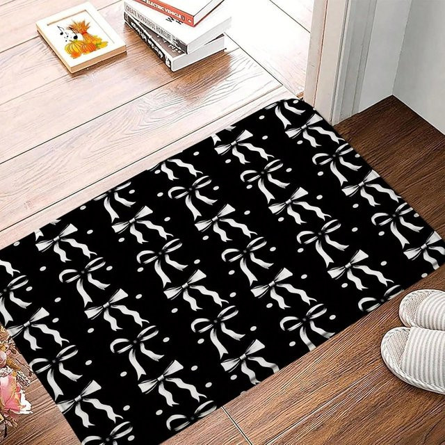 Lodestar Badezimmerteppich mit Schleifen-Design, Schwarz, B/T: 50 x 30 cm, weich, schnelltrocknend und anti-rutsch - Bild 1