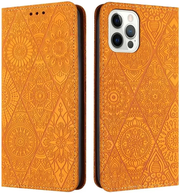 Magnetische Leder Wallet Book Cover Hülle mit Vintage Flower Design für Apple iPhone 17 16 15 14 13 12 11 Pro Max Plus Air - Bild 1